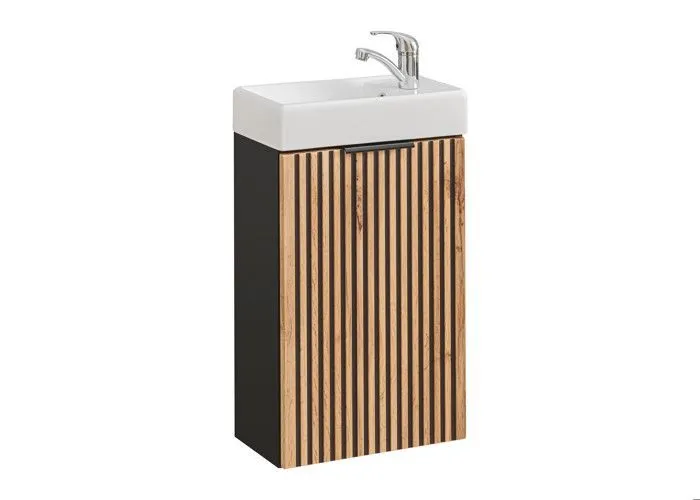 Meuble lave main à suspendre XILO NOIR CHÊNE 40 cm avec sa vasque MINI