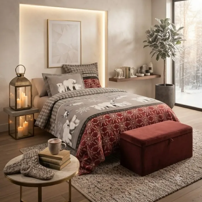 Parure De Lit 220 X 240 Cm Aigueblanche Rouge