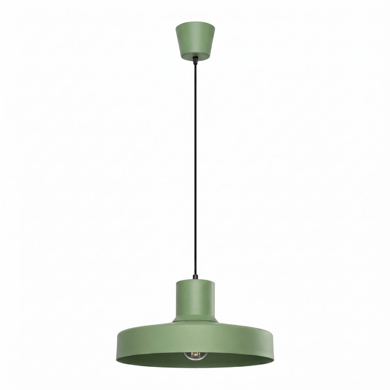 Suspension Rétro En Métal Vert Sauge Abat-jour Rond 1xe27 15w Bilo Sollux Lighting