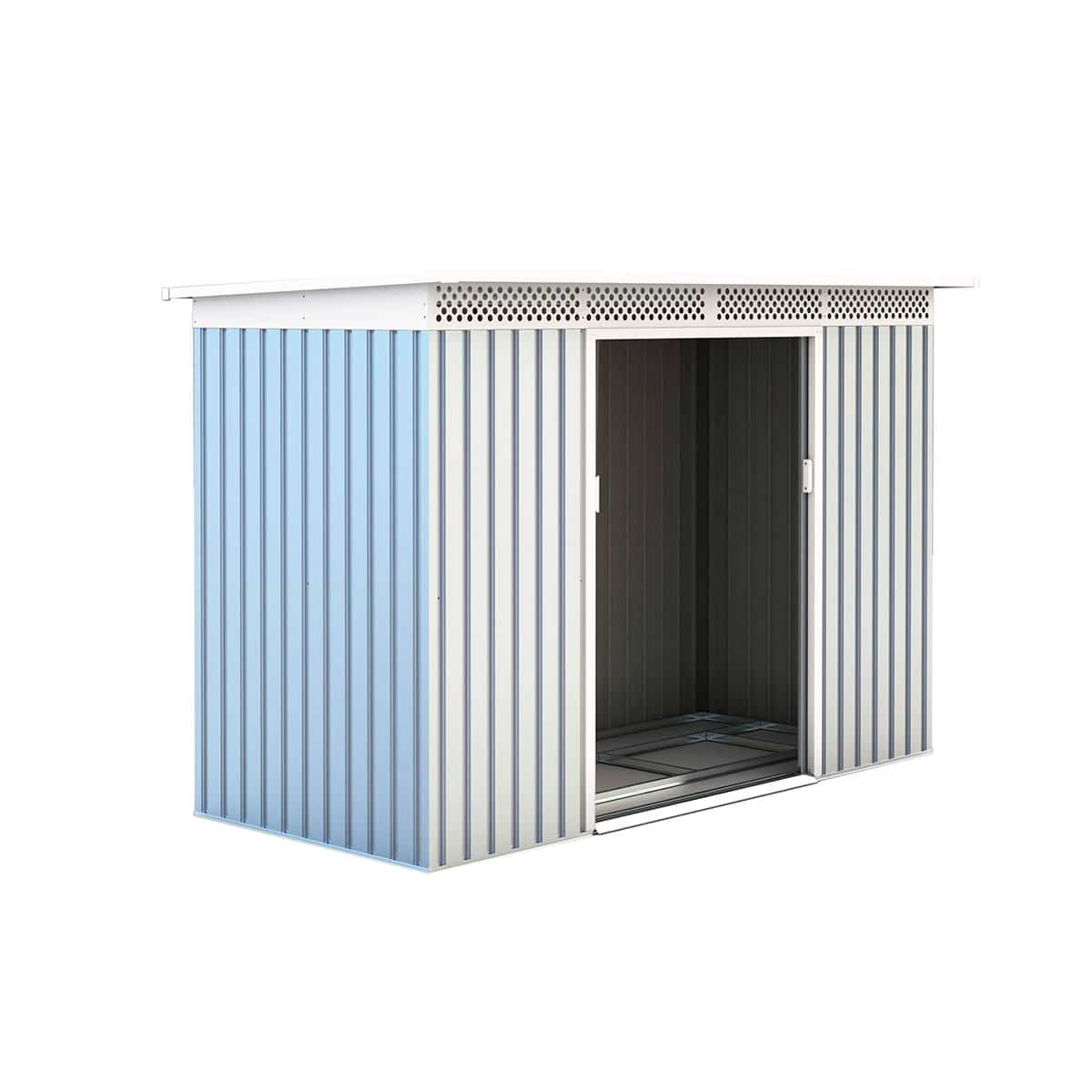 Abri De Jardin En Métal Gardiun Rutland Silver 3,93 M² 142x277x184 Cm Ext. Acier Galvanisé Argent/blanc