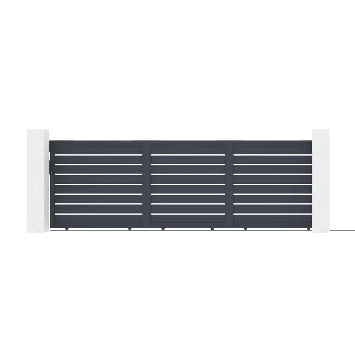Portail coulissant 5m VOGEL H1,6m aluminium Gris