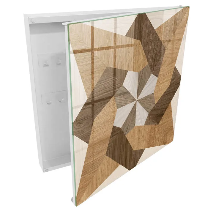 Armoire À Clés - (30 Cm X 30 Cm) - Boîte À Clés Murale - Coffret De Rangement Pour Clés - Couleur Blanche - Ouverture Vers La Droite - Pour Maison Et Bureau - Étoile En Bois