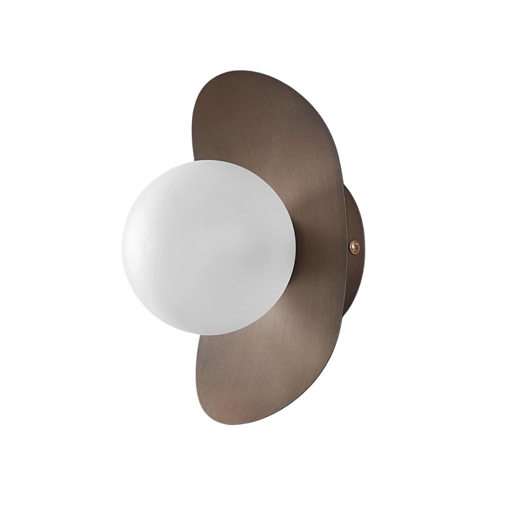 Applique marron en métal brossé avec boule en verre givré - Aurema