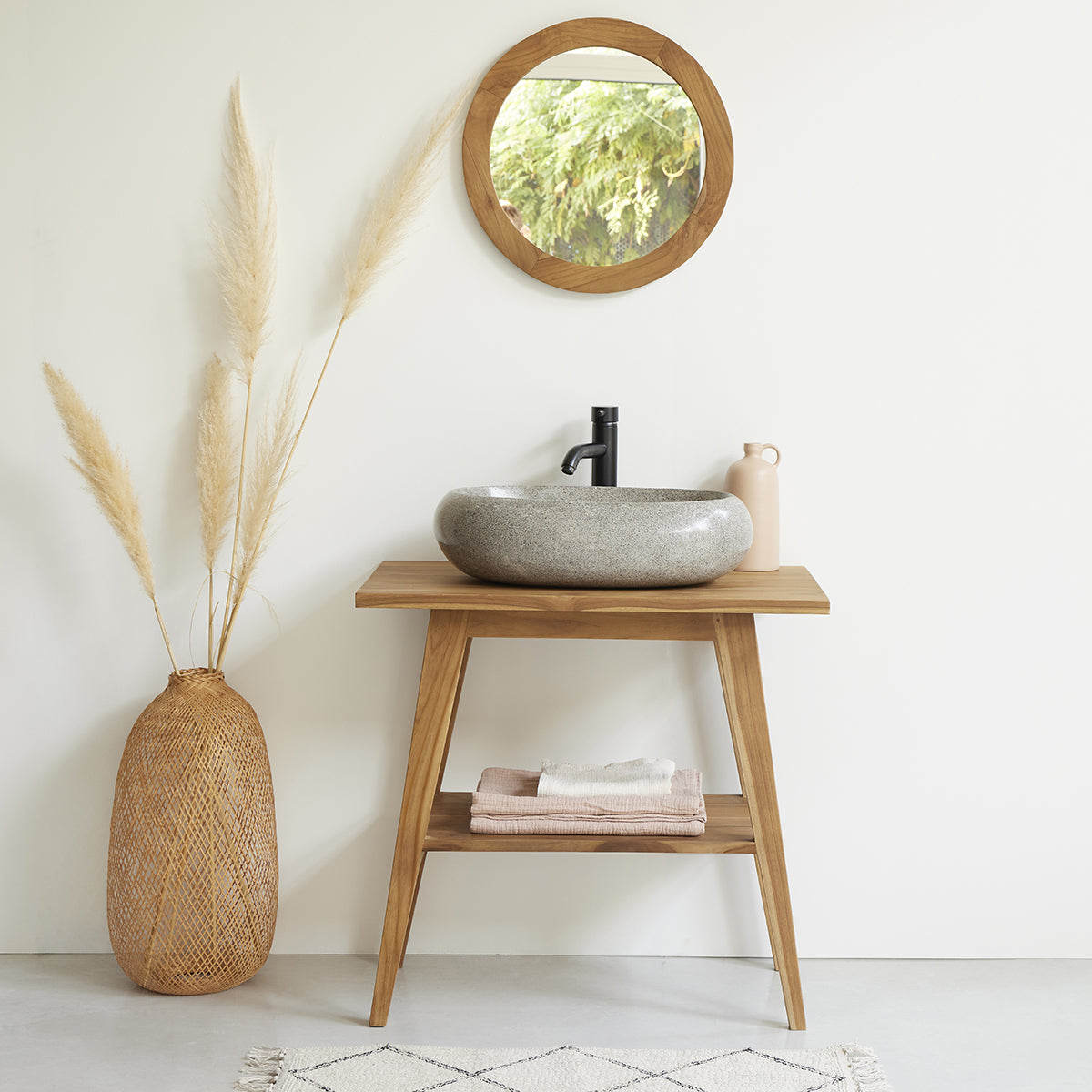Berah Getah - Meuble De Salle De Bain En Teck Massif 80 Cm