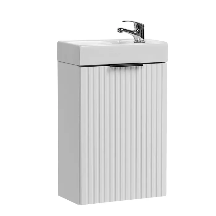 Ensemble meuble lave-mains suspendu ADEL blanc avec le lavabo FIKA 40 cm