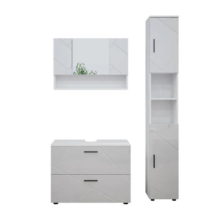 Meubles bain 3 pièces blanc haute brillance 80x58.6cm