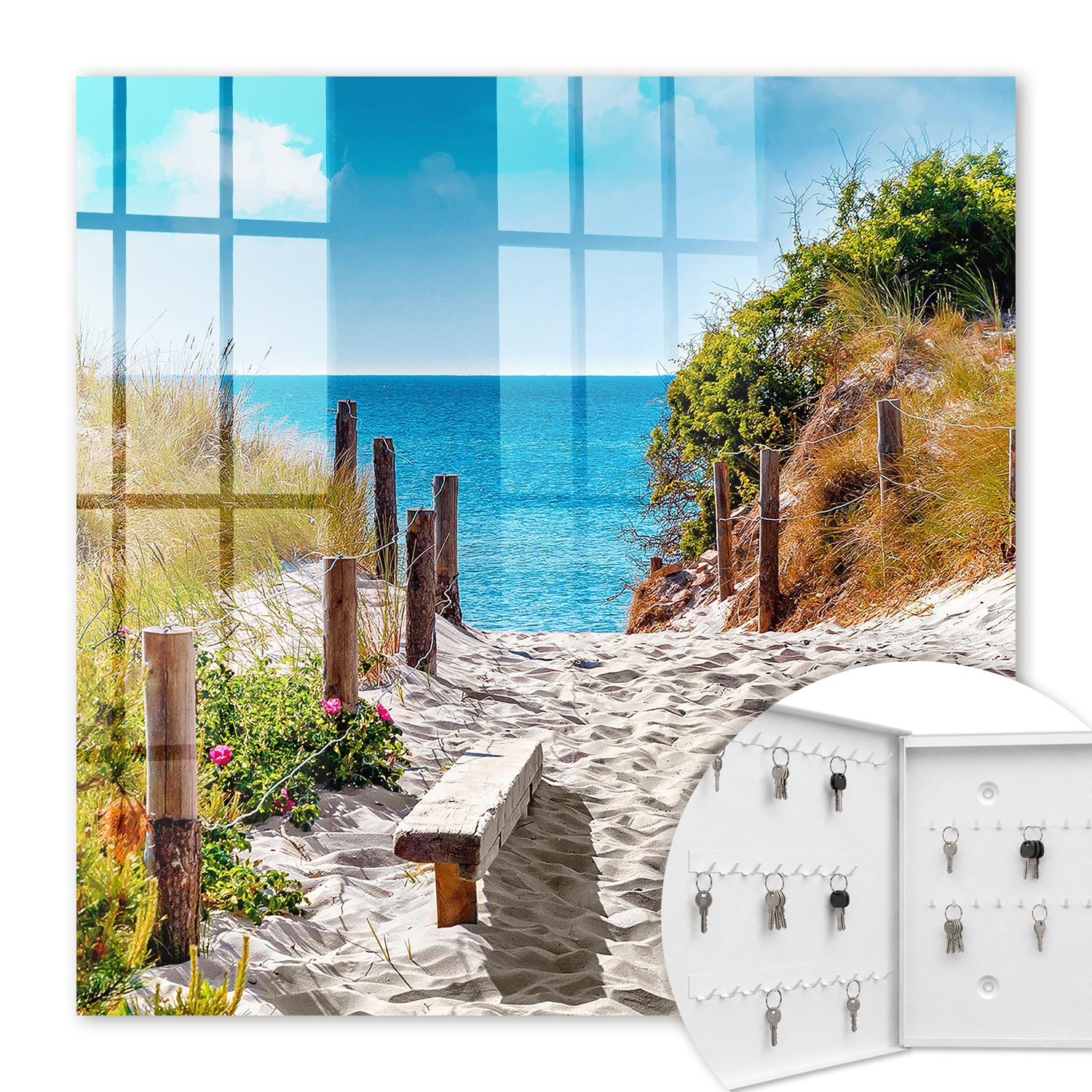 Armoire À Clés - (30 Cm X 30 Cm) - Boîte À Clés Murale - Coffret De Rangement Pour Clés - Couleur Blanche - Ouverture Vers La Gauche - Pour Maison Et Bureau - Sentier Côtier