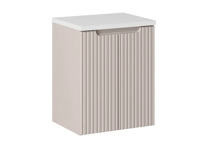 Meuble sous vasque suspendu 2 portes NOVA CACHEMIRE 50 cm et le plan BLANC