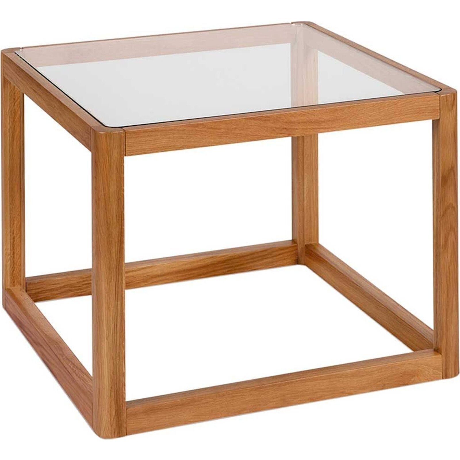 Table D'Appoint En Chêne Et Verre Design Contemporain - Chêne Naturel Et Verre Transparent