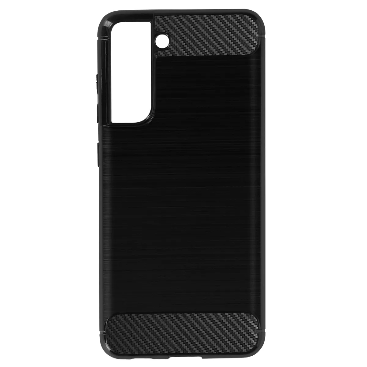 Coque Pour Samsung Galaxy S21 Fe Renforcée Souple Carbone Effet Brossé Noir