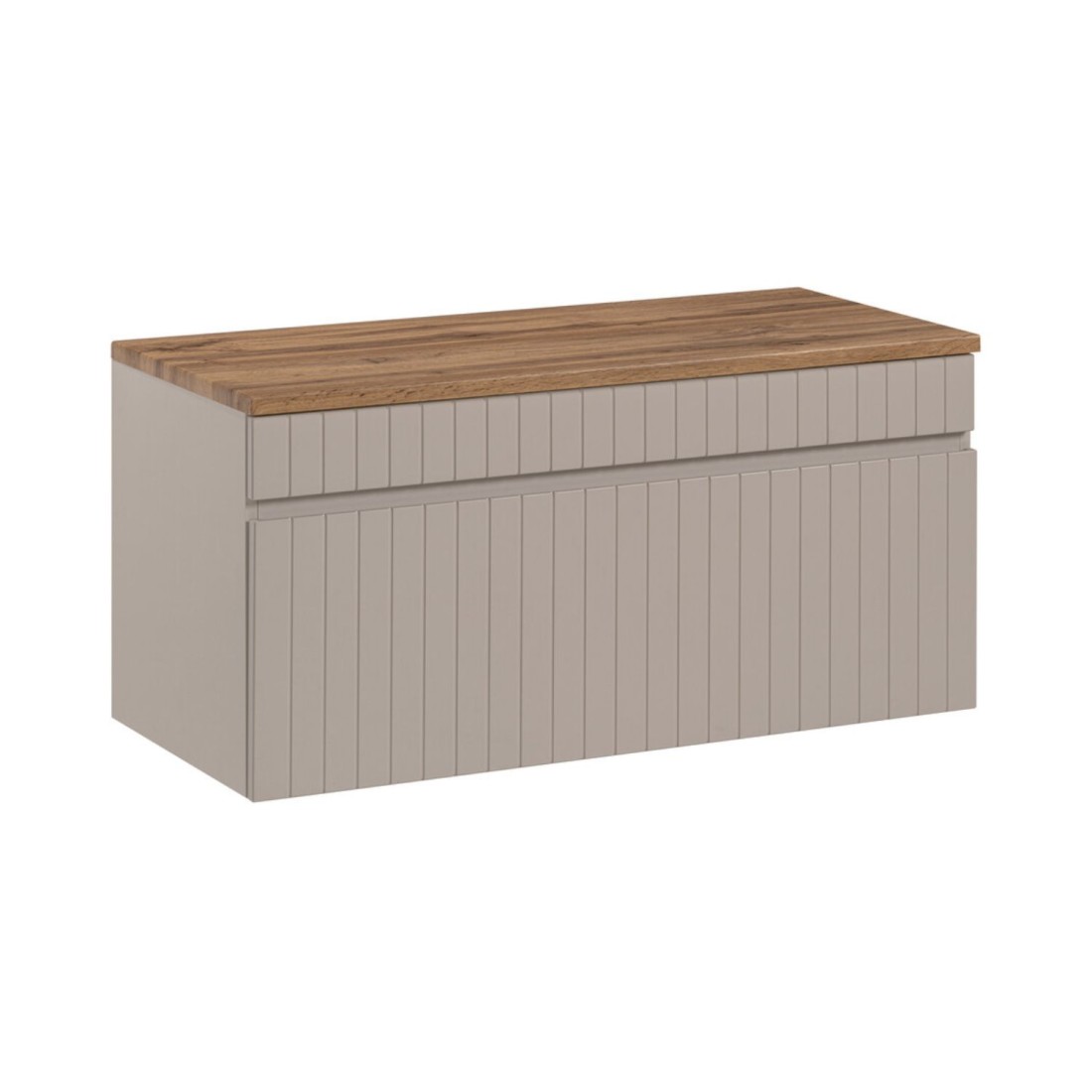 Ensemble De Salle De Bain Icon: Meuble Sous Vasque 80cm Cachemire + Plan Pour Vasque Aspect Bois