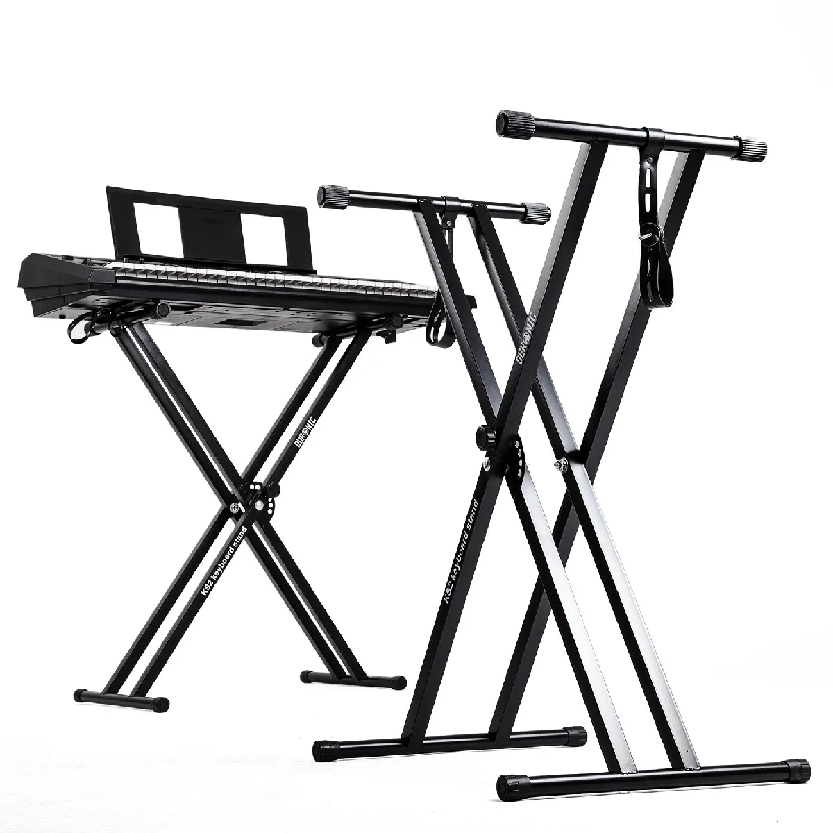 KS2B Support pour synthétiseur clavier Hauteur réglable de 33 à 98 cm Charge max 30 kg Vis et sangles de fixation Duronic
