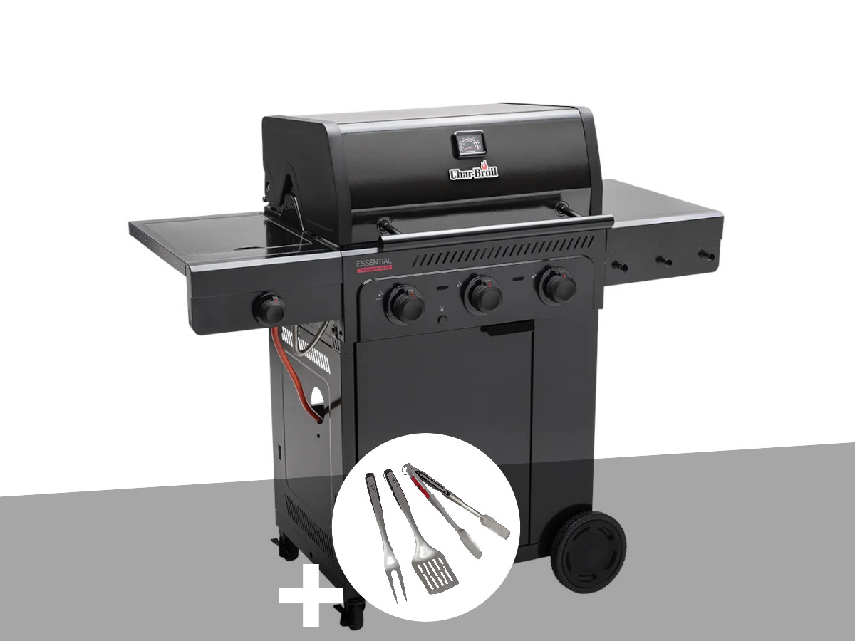 Barbecue À Gaz Essential 3g - 3 Brûleurs+ Kit 3 Ustensiles - Char-broil