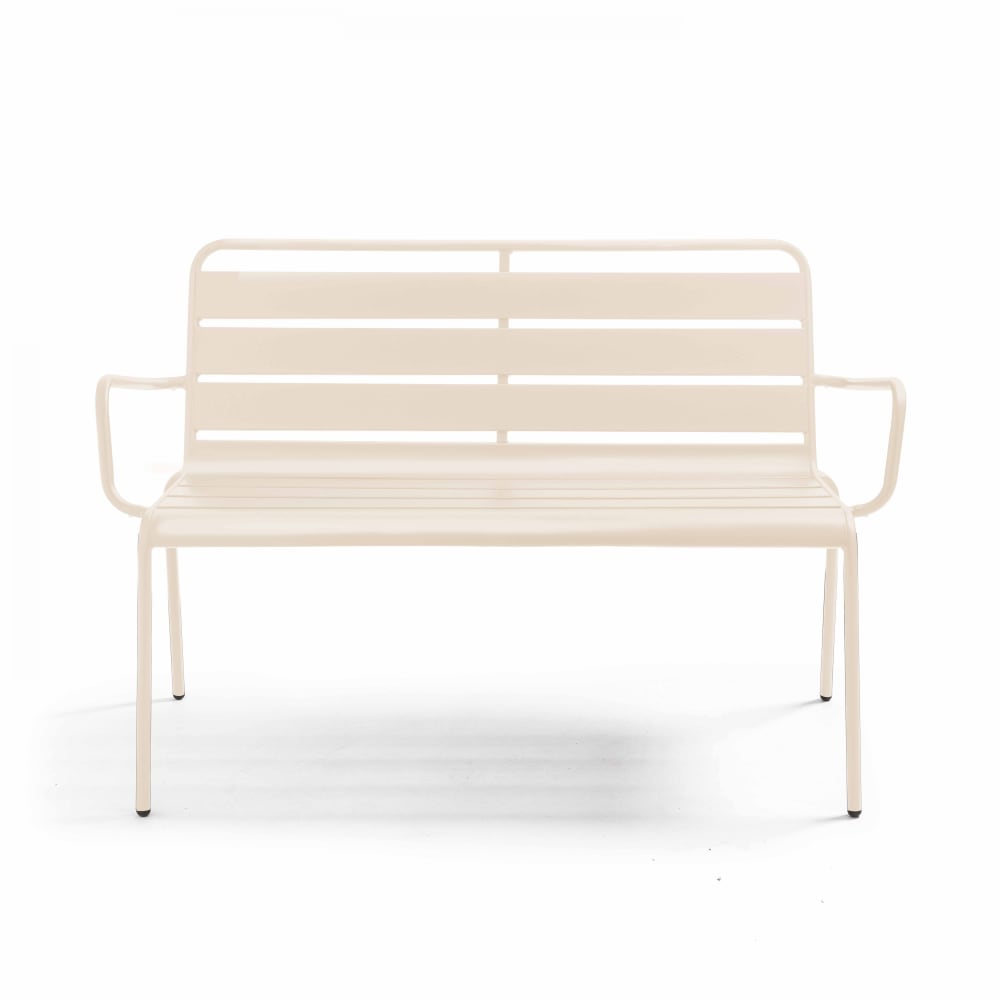 Banc de jardin en métal ivoire Palavas Oviala