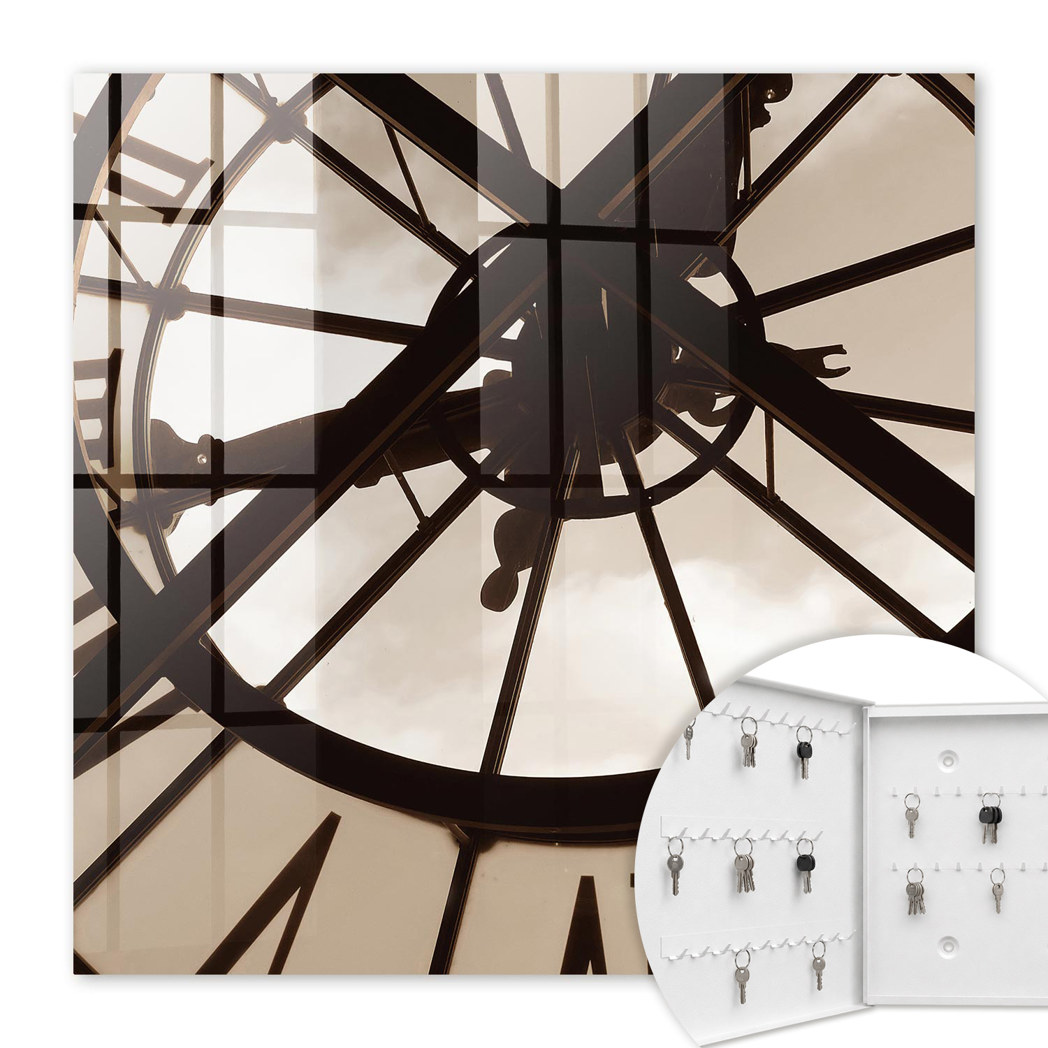 Armoire À Clés - (30 Cm X 30 Cm) - Boîte À Clés Murale - Coffret De Rangement Pour Clés - Couleur Blanche - Ouverture Vers La Gauche - Pour Maison Et Bureau - Élégance Industrielle