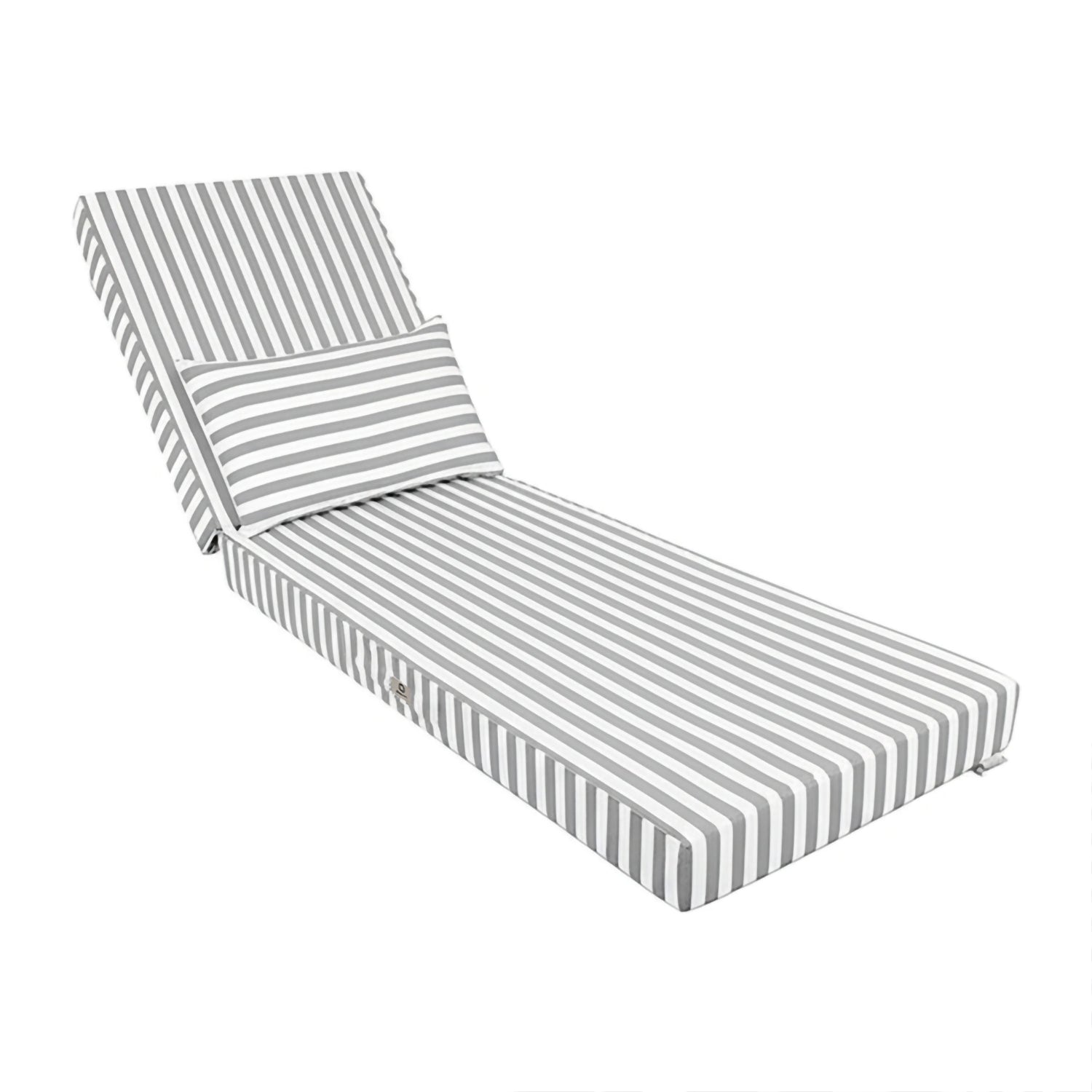 Matelas Transat Premium 190x60 Rayure Gris Clair - Épais 10cm & Têtière (déhoussable)