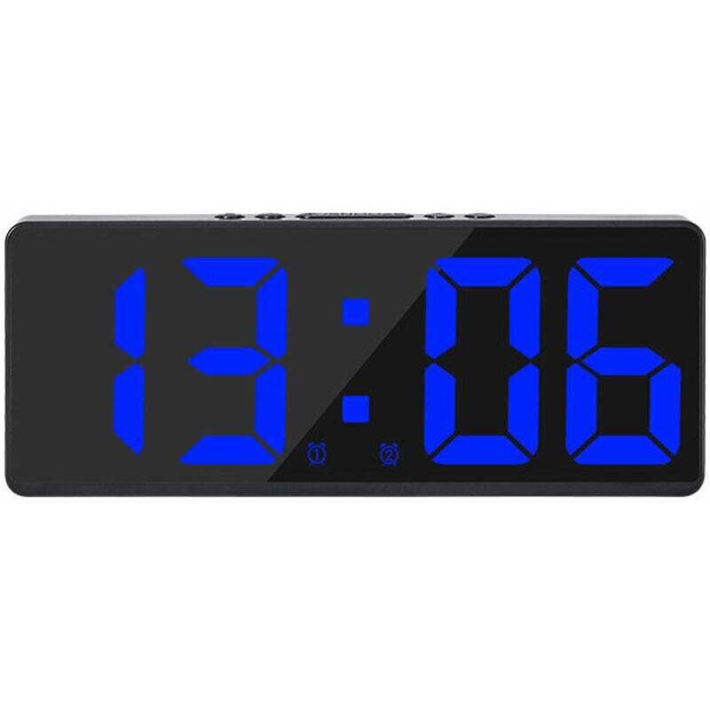 Grande Horloge Murale Numérique Intelligente App Contrôle Heure/date/déclencheur Sonore Et Fonction De Compte À Rebours Luminosité Continue Et Alarme De Volume Avec Fonction Snooze - Coque Noire Lumiè