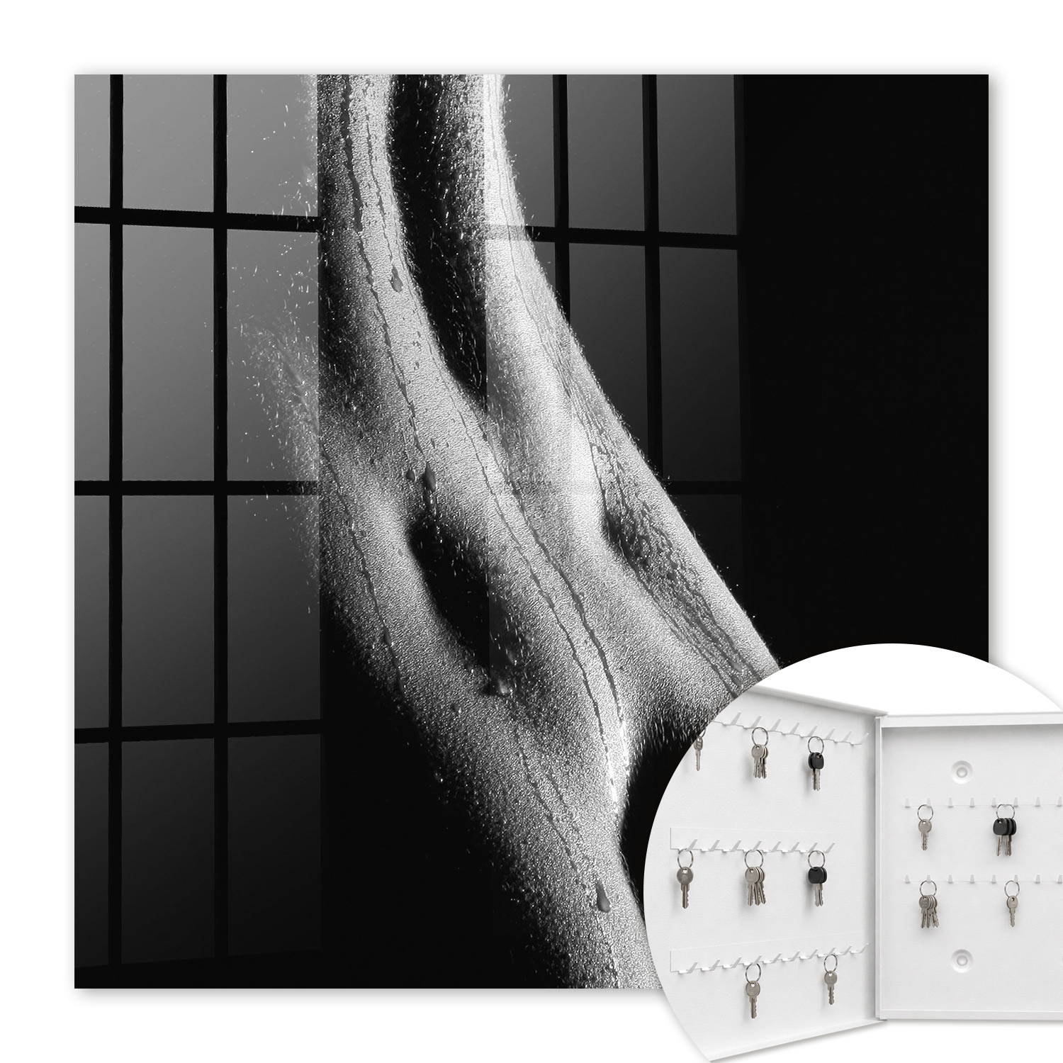 Armoire À Clés - (30 Cm X 30 Cm) - Boîte À Clés Murale - Coffret De Rangement Pour Clés - Couleur Blanche - Ouverture Vers La Gauche - Pour Maison Et Bureau - Élégance Sensuelle