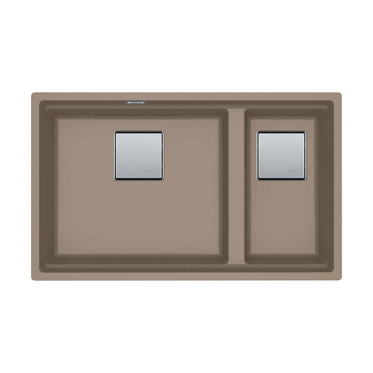 Franke - Cuve Kubus 2.0 Fragranit Kng 120 - Oyster - Bonde Automatique - 760 X 460 X 200/200 Mm