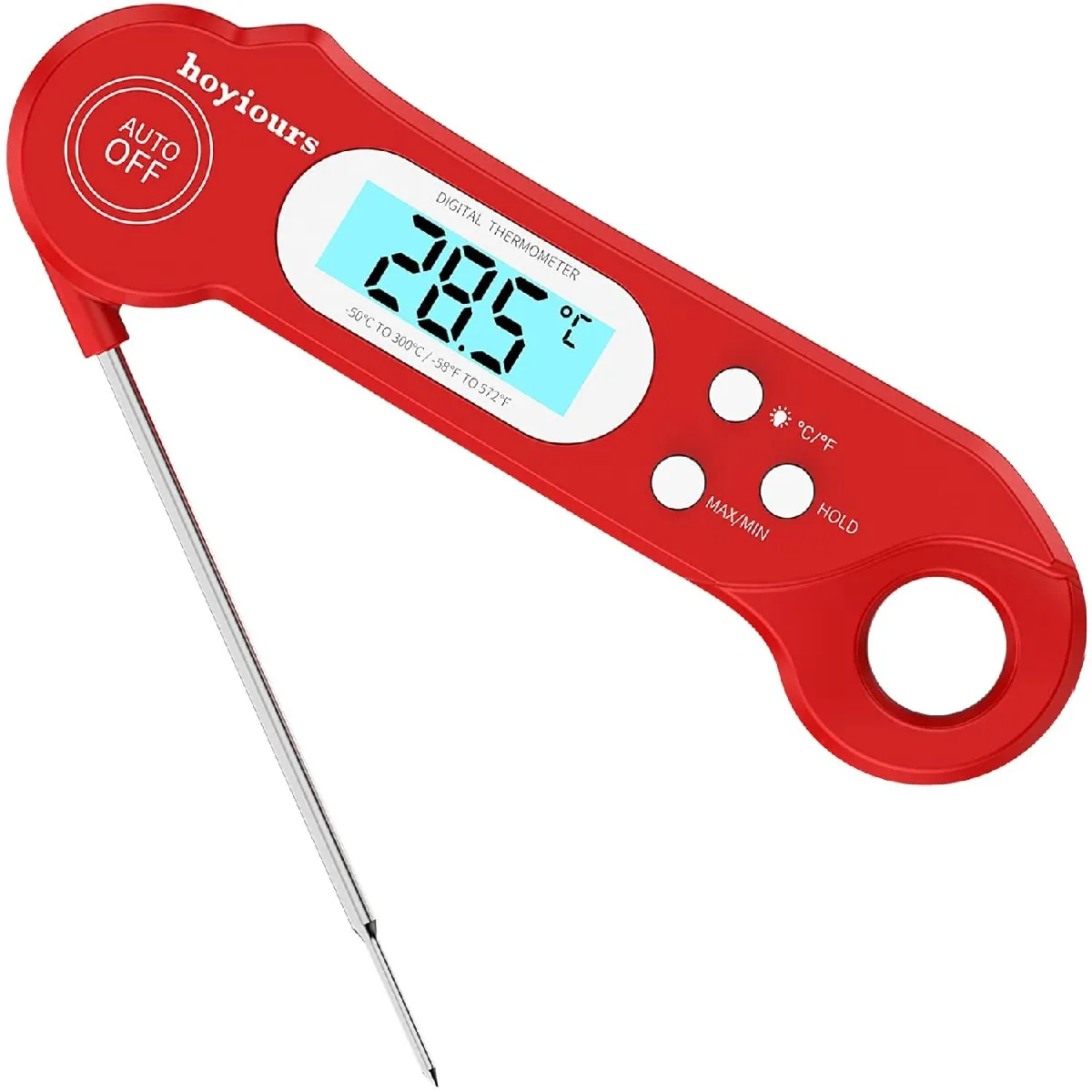 Thermomètre Cuisine Pliable Avec Écran Lcd,lecture Rapide De 3 Sec Pour Bbq Yaourt Chocolat Rouge