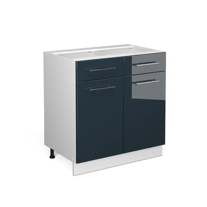 Vicco Meuble cuisine Bleu foncé brillant 80cm sans PT