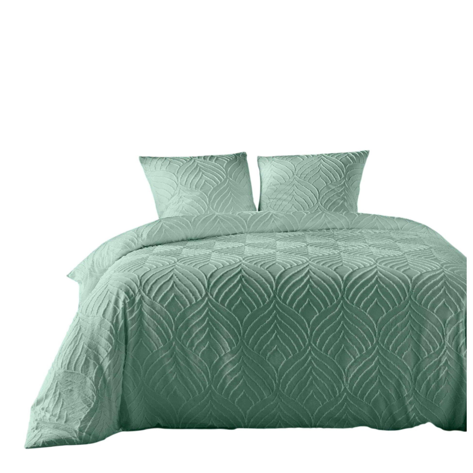 Parure De Lit En Microfibre 260 X 240 Cm Tufte Vert Sauge
