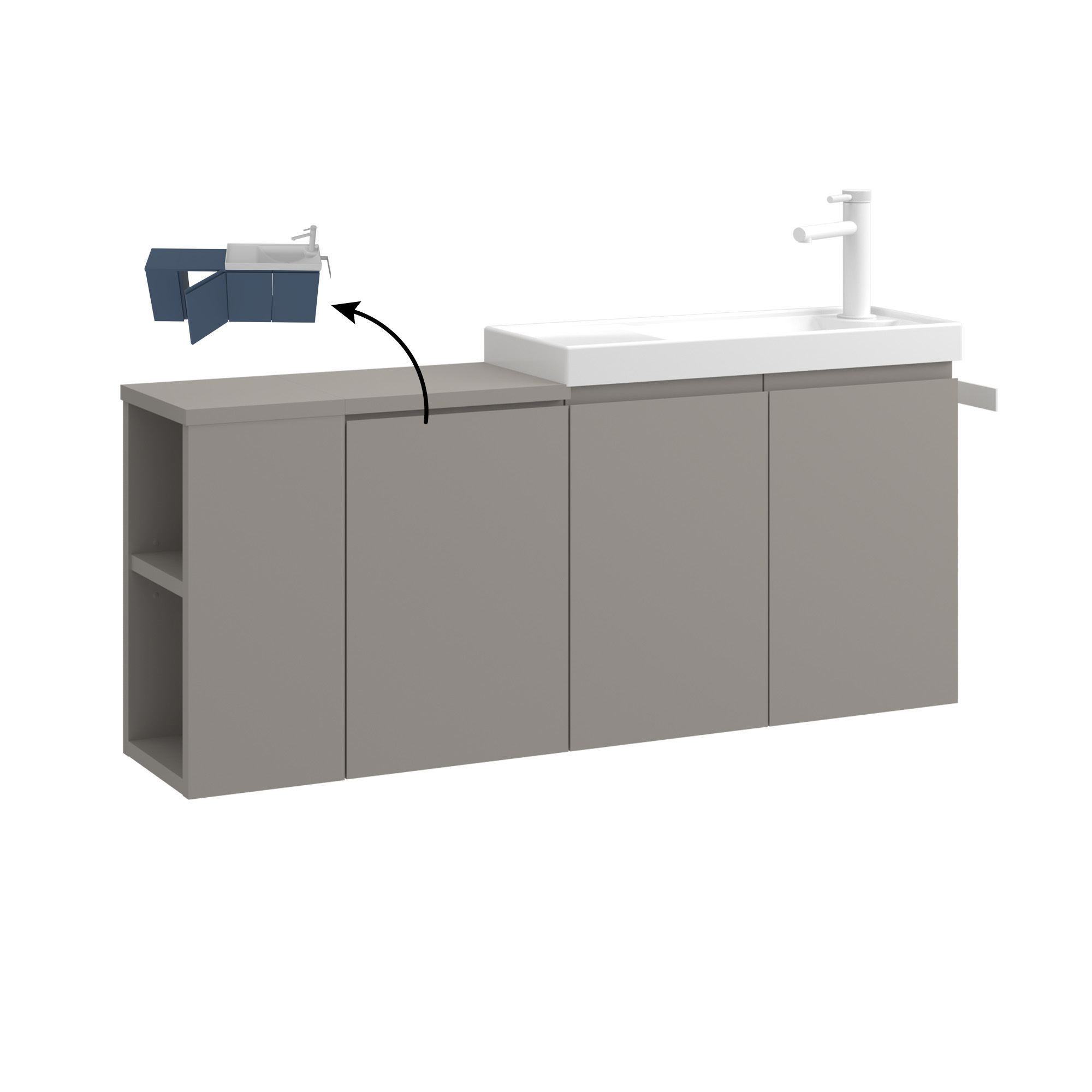 Meuble Vasque "ferla 110" - 110 X 22 X 45 Cm - Matte Mink