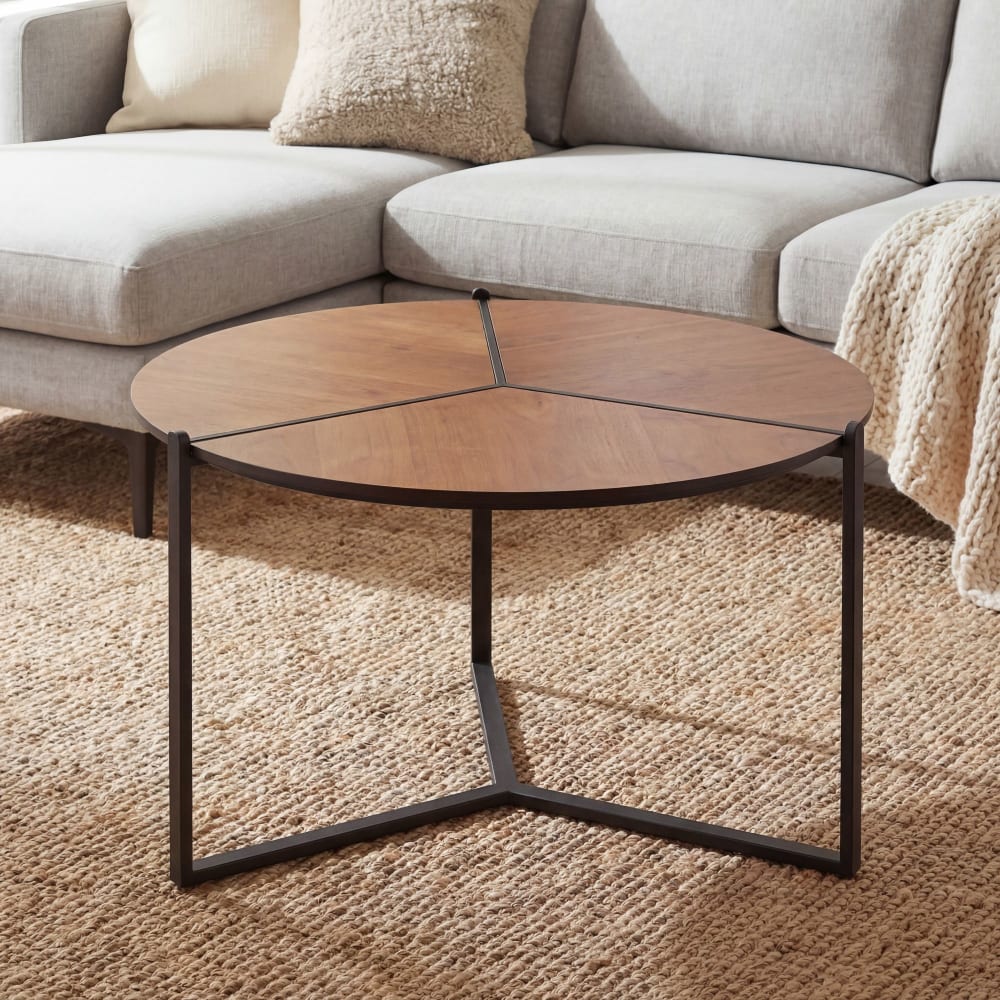 Table basse 80cm MDF aspect bois Table de canapé ronde Table de salon d'appoint FineBuy