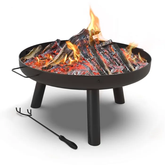 Vounot Brasero Exterieur En Metal Avec Grille Tisonnier Diametre 60cm Noir