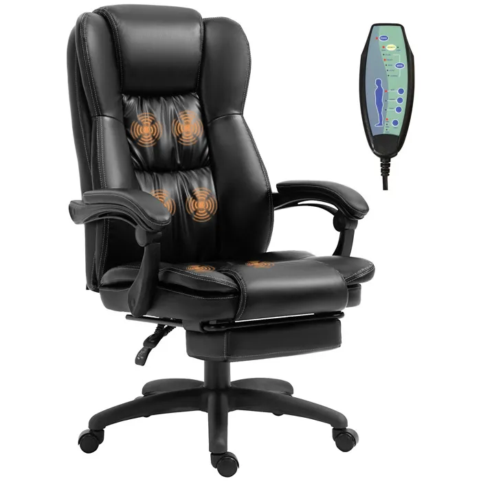Fauteuil Bureau Massant Inclinable Réglable Repose-pieds Rétractable