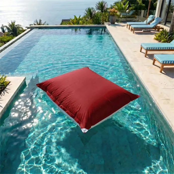 Pouf géant xxl déhoussable, flottant pour piscine, rouge