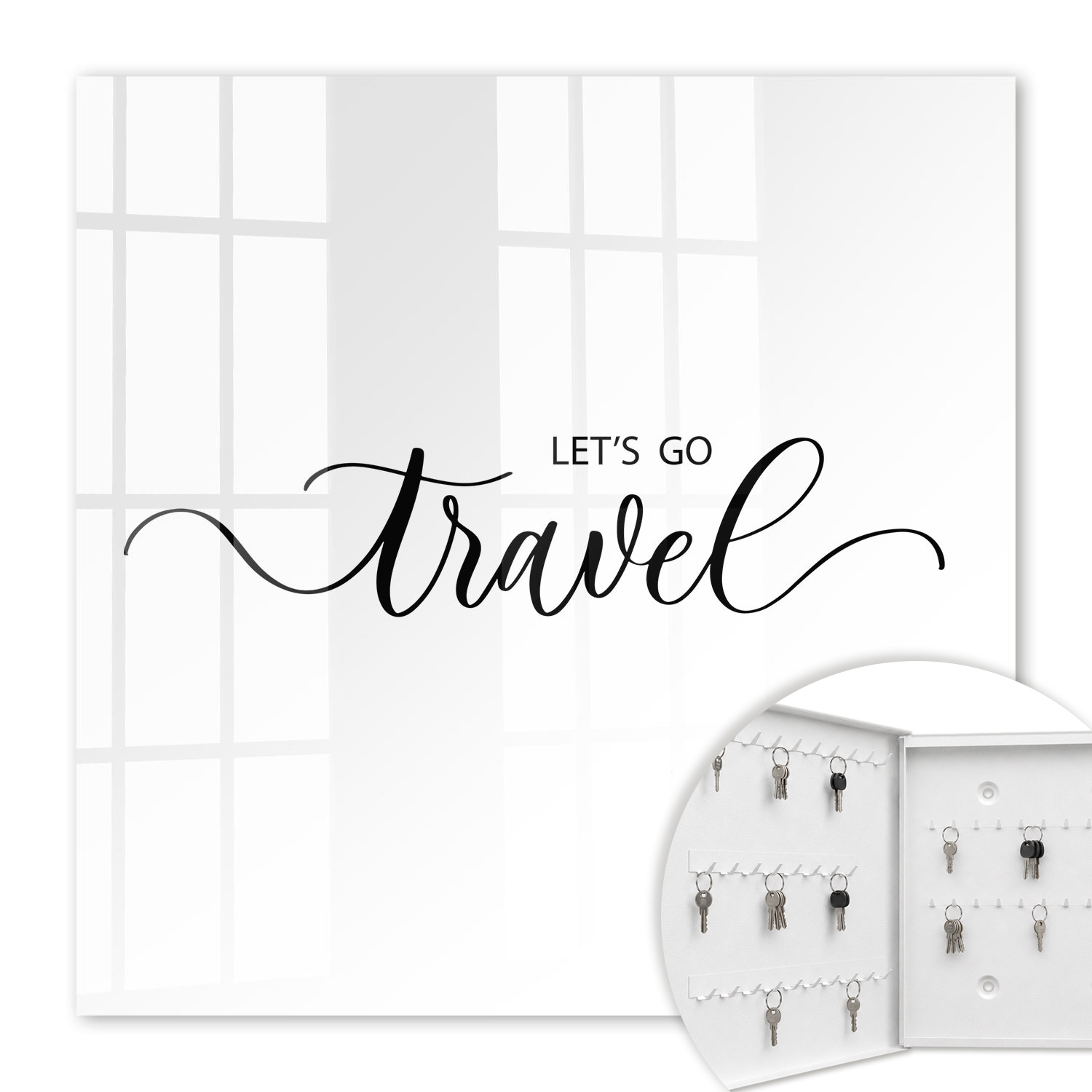 Armoire À Clés - (30 Cm X 30 Cm) - Boîte À Clés Murale - Coffret De Rangement Pour Clés - Couleur Blanche - Ouverture Vers La Gauche - Pour Maison Et Bureau - Voyage De Rêve