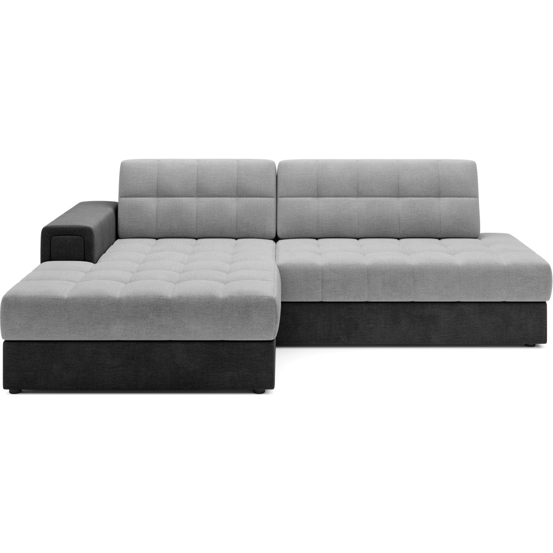 Canapé D'Angle Convertible Cubito Gris Et Noir 240 Cm Avec Coffre De Rangement