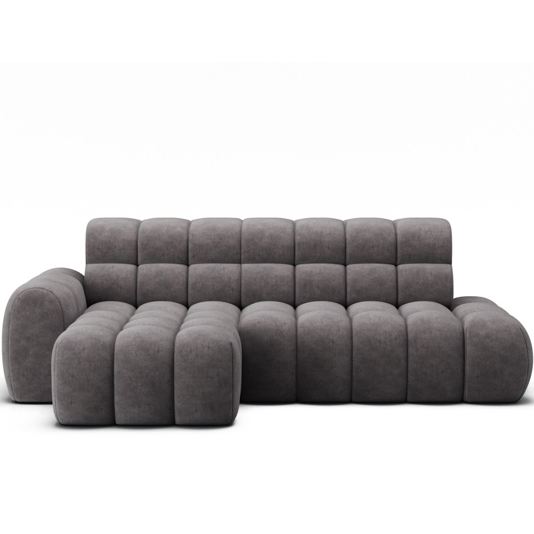 Canapé D'Angle Convertible Bulla 3 Places Gris - Tissu Effet Alcantara Avec Extension D'Assise Électrique
