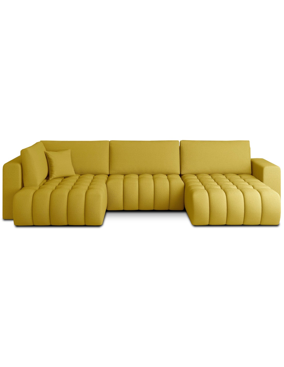 Canapé D'Angle Bonita Convertible 6 Places Jaune Tissu - Droit - 350x175cm