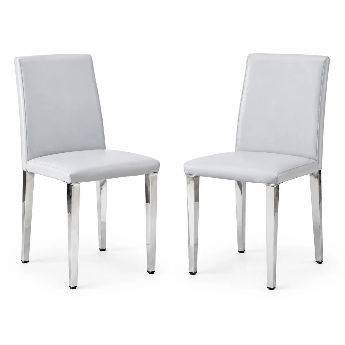 Lot De 2 Chaises De Salle À Manger Avec Pieds En Métal Argenté, Dossier Ergonomique, Gris Et Argent