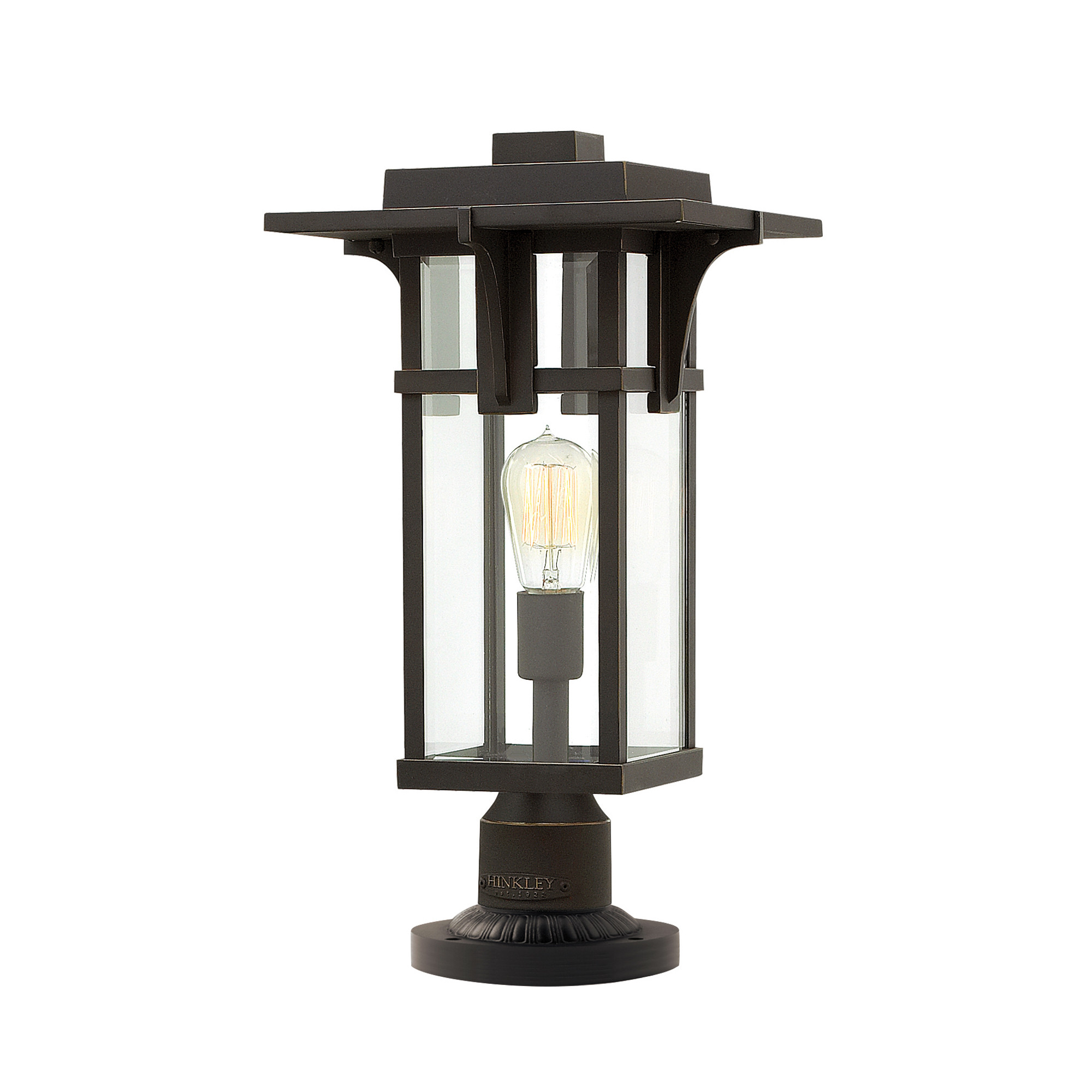 Manhattan - 1 Ampoule Extérieure Sur Piédestal Bronze Huilé Ip44, E27 - Elstead