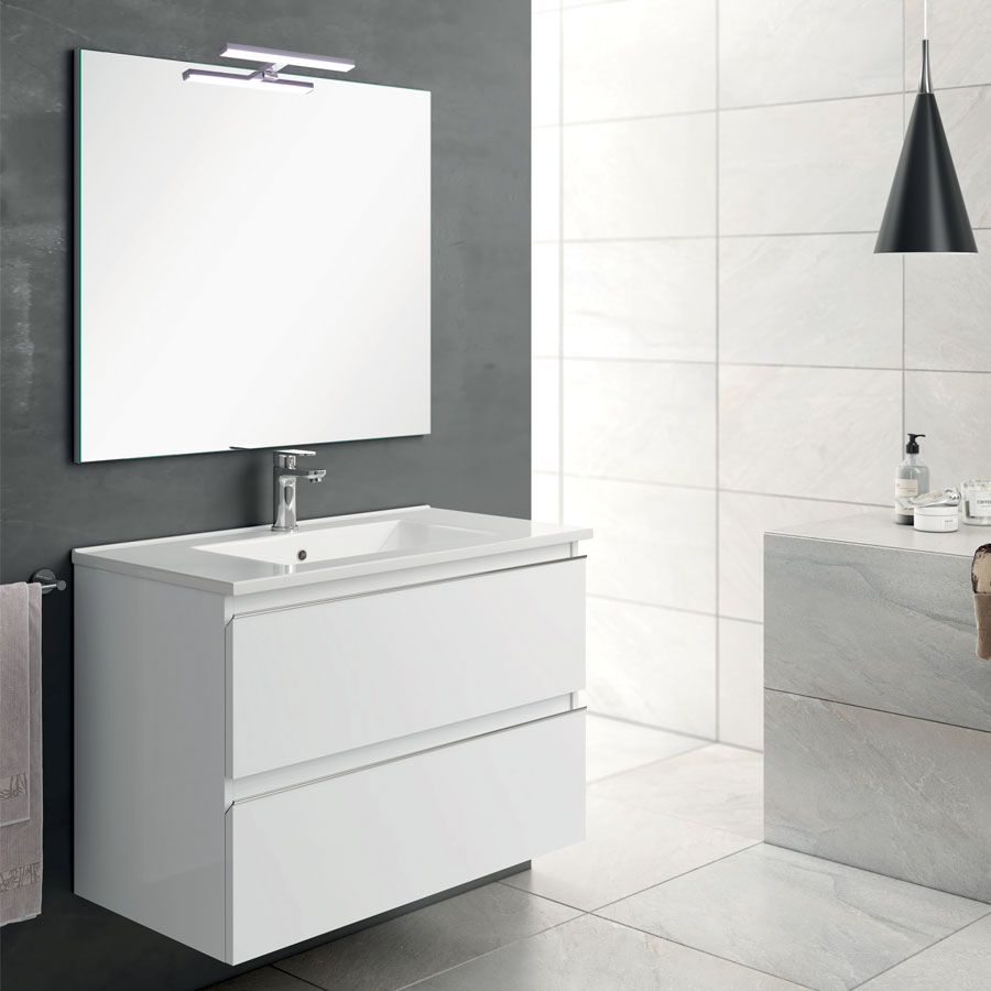 Meuble de salle de bain 60 cm simple vasque 2 tiroirs BALEA blanc COSYNEO INGBALEA60BLA