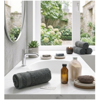 Serviette De Toilette Invite 30 X 50 Cm Elegante Uni Anthracite