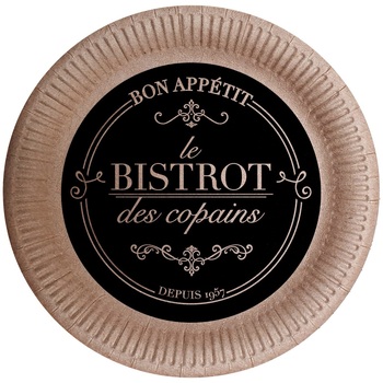 10 Assiettes En Kraft 18 Cm Bistrot Parisien