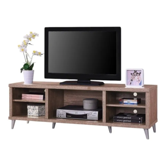Meublorama - Meuble Tv Konya 140 Cm Avec 5 Niches Coloris Sonoma - 142,5 X 45,5 X 40 Cm