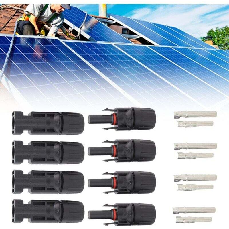 Connecteur Solaire,connecteur Mc4,connecteur Pv,connecteur Solaire Photovoltaïque,connecteurs De Câble Pour Panneau Solaire Mâle/femelle,joint Étanche,pour Solaire Panneau Photovoltaïque,4 Paires..deb