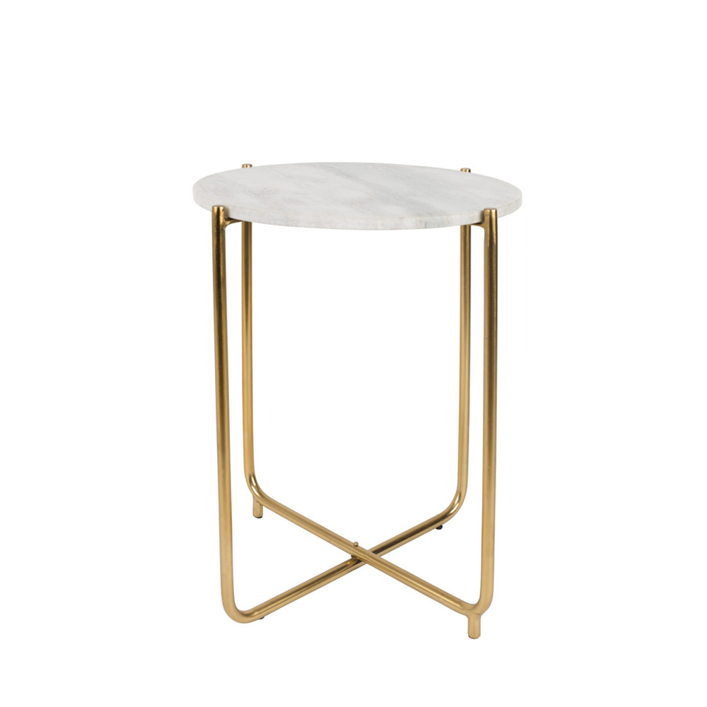 M&s - Table D'Appoint Marbre Et Laiton - Blanc Craie - Timpa