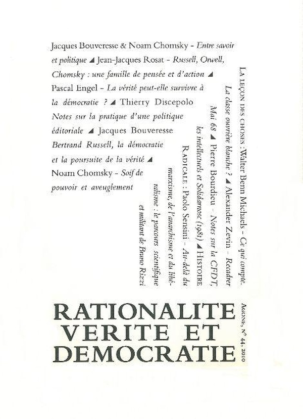 Agone, n° 44. Rationalité, vérité & démocratie