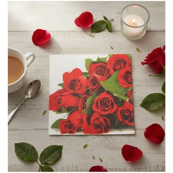 Lot de 20 serviettes papier Roses rouge
