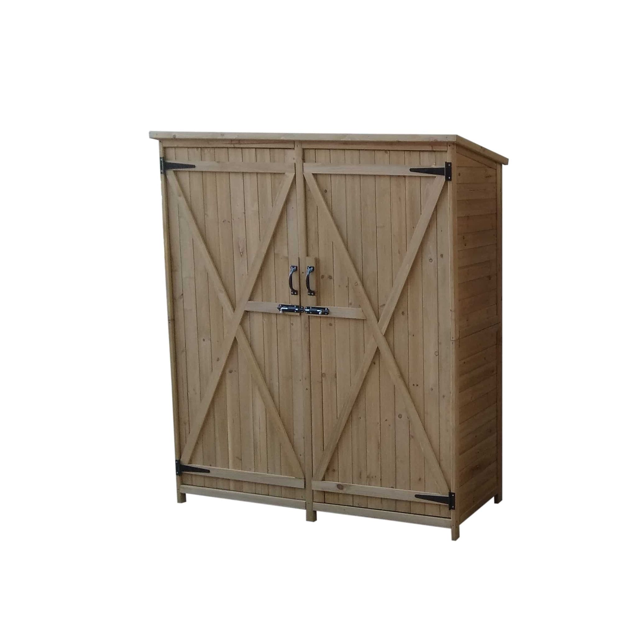 Gardiun - Armoire De Jardin En Bois Massif 140x50x162 Cm - Double Porte Pliante - 2 Étagères Intégrées - Résistante Aux Intempéries