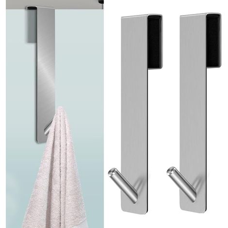 2 Pcs Crochets De Porte De Douche,accroche Serviette Avec Couches En Mousse,crochets De Porte Pour Cabine De Douche Paroi De Douche En Verre Paroi De Douche En Verre(argent)