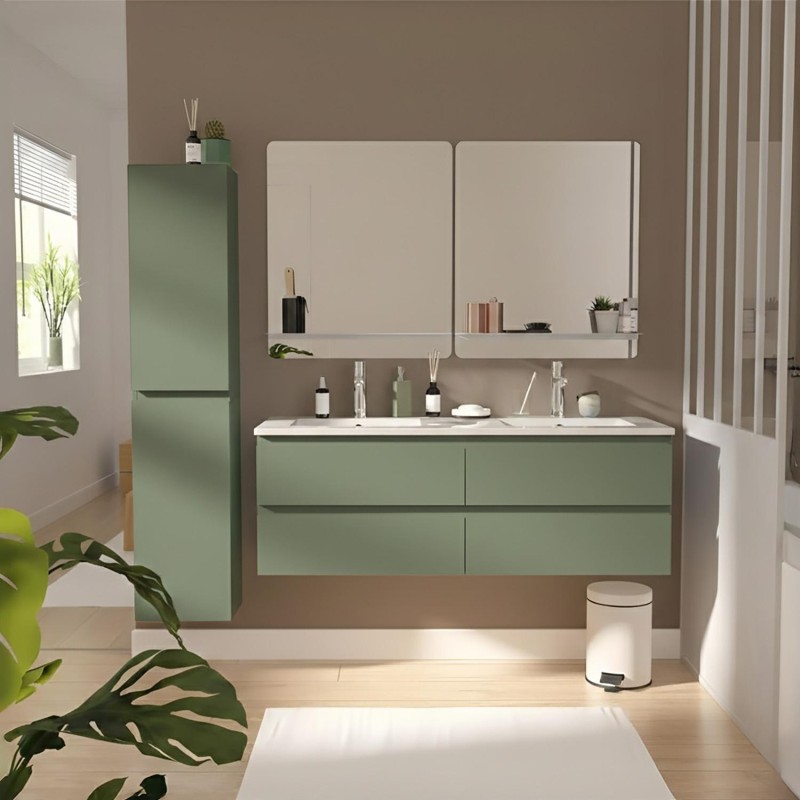 Ensemble Meuble Double Vasque Sorrento 120cm Avec Plan Céramique