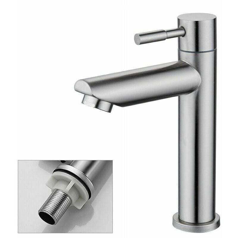Robinet Salle Bain Eau Froide Uniquement Robinet Lavabo Surface Chromé En Cuivre Durable Robinetterie Lave Mains Cartouche Mousseur Démontable Pratique Pour Nettoyer Ou Remplacer,