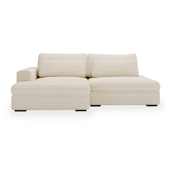 Ayda - Canapé D'angle Convertible Avec Coffre En Velours Gros Côtelé Beige - Angle Gauche